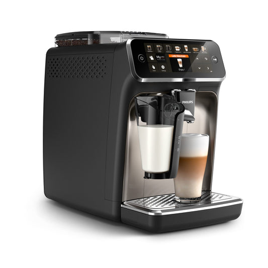 Fully automatic coffee machine 5400 Series EP5447/90 LatteGo 12 coffee specialties and 4 user profiles Black/Chrome