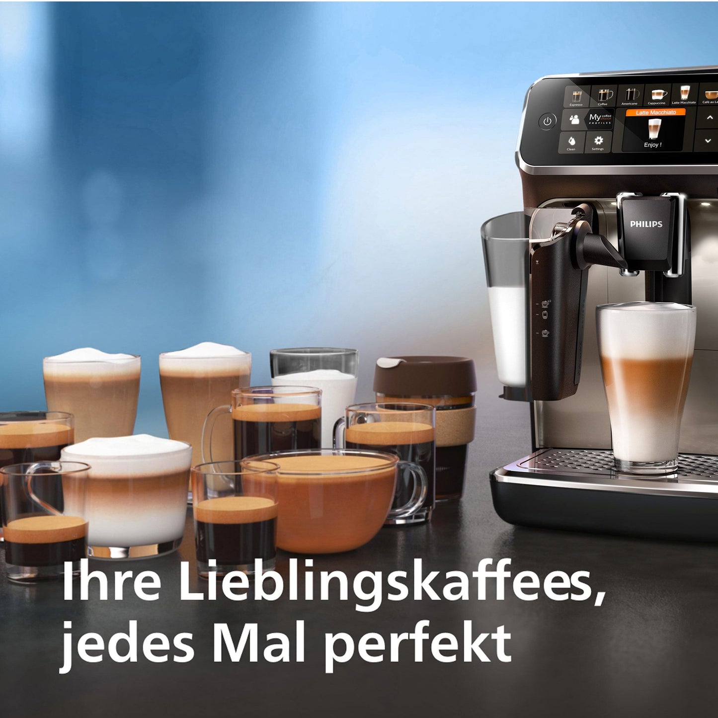 Fully automatic coffee machine 5400 Series EP5447/90 LatteGo 12 coffee specialties and 4 user profiles Black/Chrome